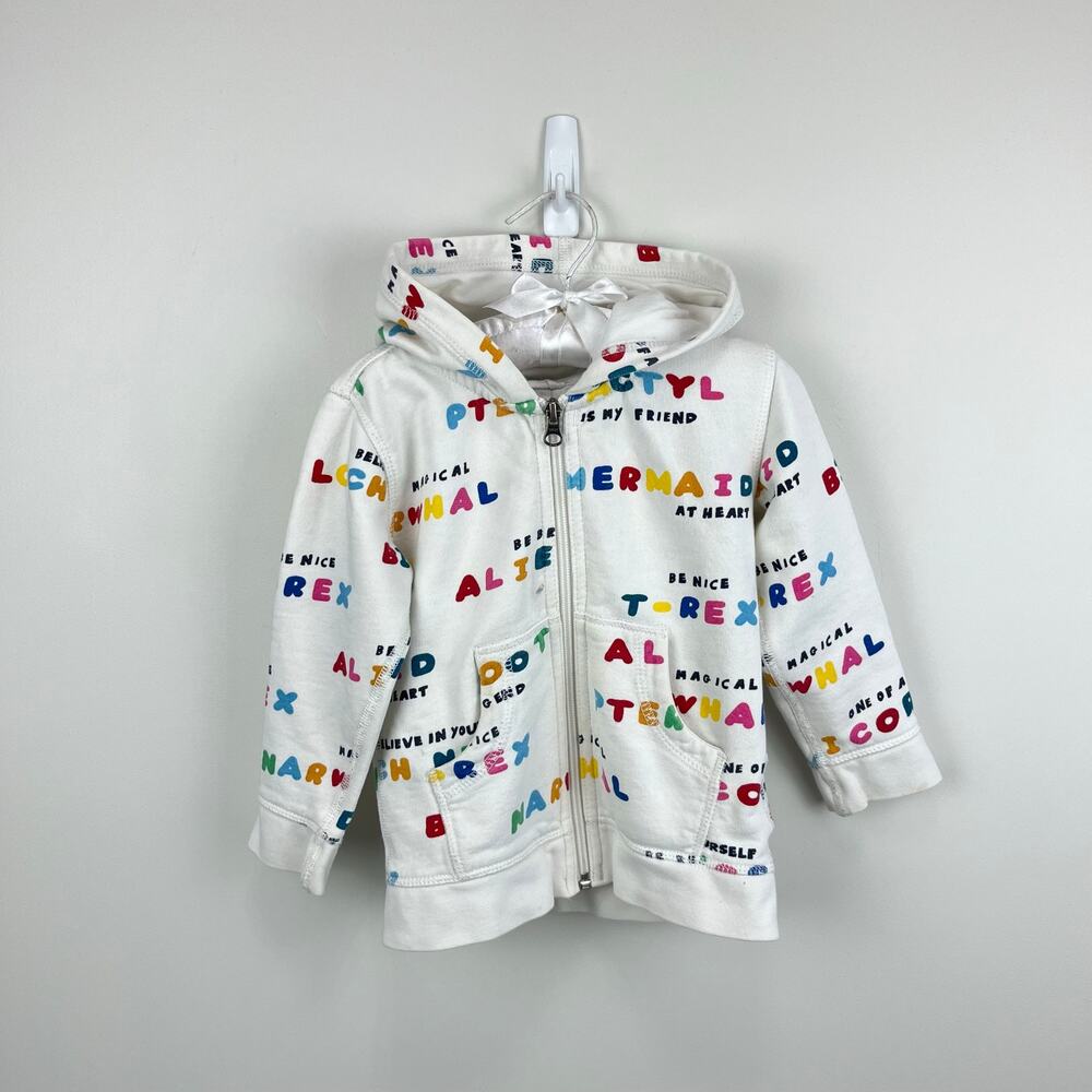Hanna Andersson Make Believe Hoodie Zip Sweatshirt White 90 cm 3T